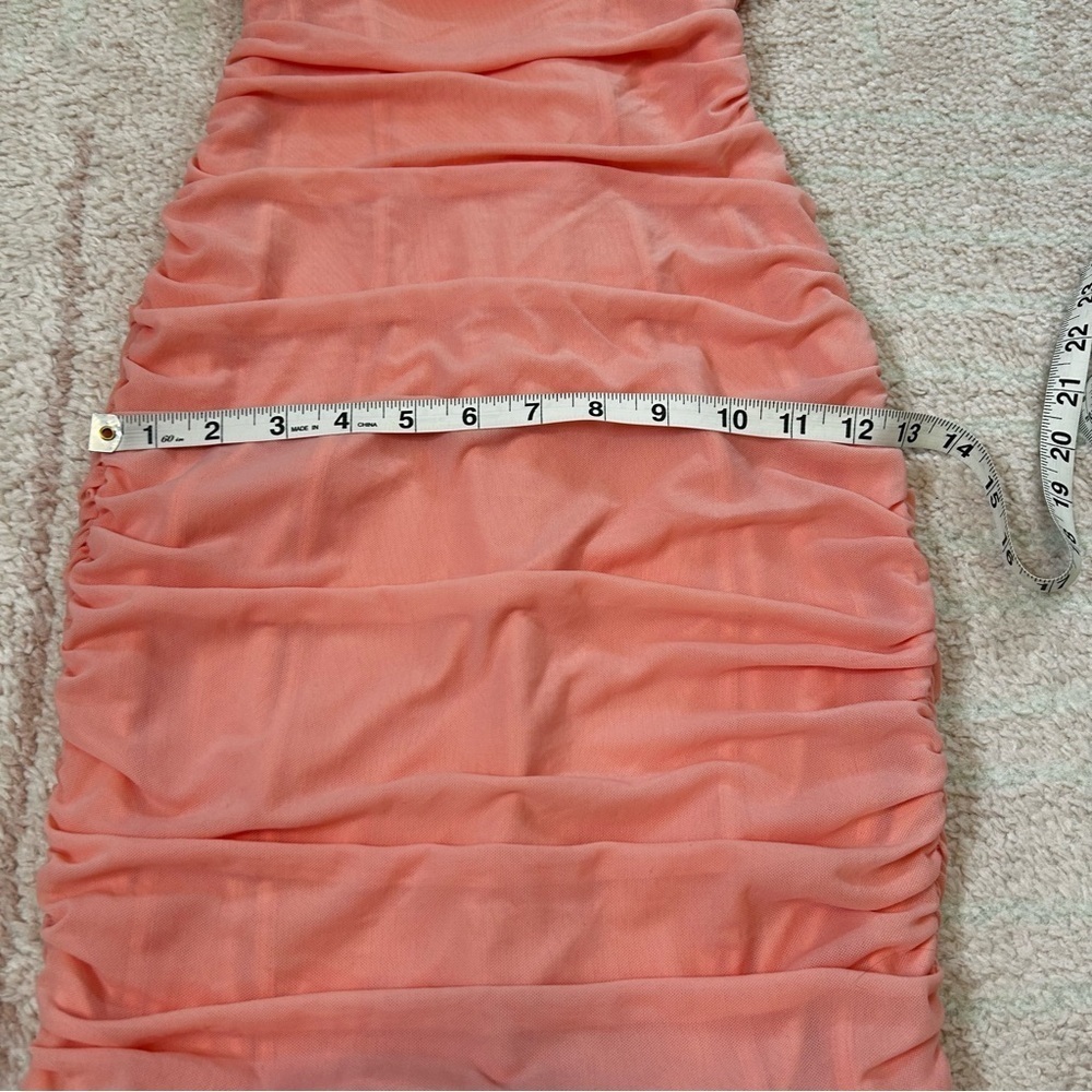 NWT Oh Polly Mesh Mini‎ Dress Size US6 Clubbing Strappy Back Peach Love Island - Picture 9 of 13